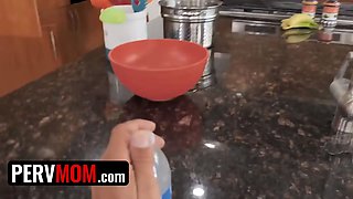 Pervmom - curvy cougar willing to drool on Big Cock just to make lusty stud graduate with cum laude