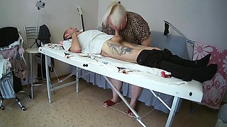 Stepmother-in-law Sucks And Jerks Off My Dick On The Massage Table And Swallows Cum