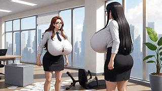 Funny Huge Boobs Office, Ai Animation