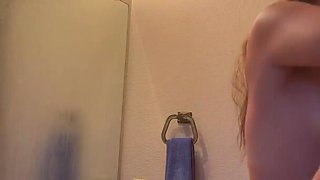 Cute brunette teen has fuck in her parent's bathroom