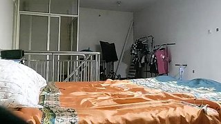 Cute amateur asian web cam girl playing with her toy