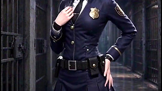 3D Anime Police Cosplay in Prison