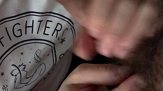 My wife gives me a slow blowjob with a mega final cumshot