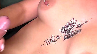 A Charming Visit with This Young and Busty Naughty Brunette