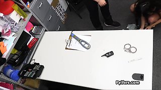 Titty Hispanic bends over for security guards penis