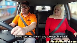 Dashcam amateur granny fucks instructor