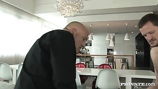 Sexy as hell brunette Jasmine Jae swallows thick cum with love