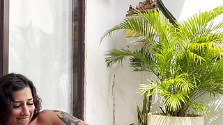 Solo Outdoors Squirting Bored on Holiday