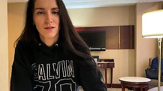 Hoodie-wearing Blowjob Queen Gets a Cumshot Surprise