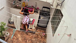 The Neighbor Is Watched Washing Clothes by Her Neighbor