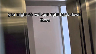Shy Girl Gets Convinced in Elevator to Swallow a Stranger's Cum