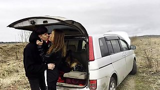 real teen couple fucks on the backseat of their car