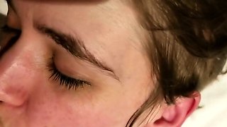 Blonde Babe's Mouthful of Cum