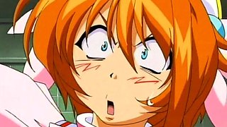 Brunette cums to hentai