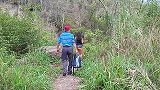Perverted Old Man Fucks His Busty Stepdaughter in the Jungle Outdoors