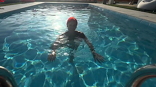 My First Ao Pool - He Even Squirts 2 Times!