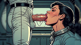 Horny Astronaut Blowjob Comic Art