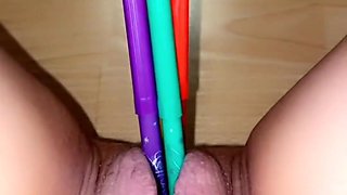 Lustful hot student was stayed after the classes and masturbates her pink shaved pussy and squirts for her teacher