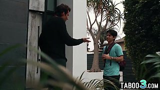 Step-father porking his stepsons small teenie GIRLFRIEND Lana Smalls in front of him
