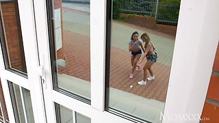 Mom Huge natural tits businesswoman MILF wild threesome with teen