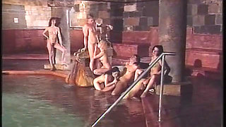 Fucking sucking orgy in the thermal swimming pool