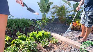 Milf Fucks Gardener with Cucumber, Pissing, and Gets Anal