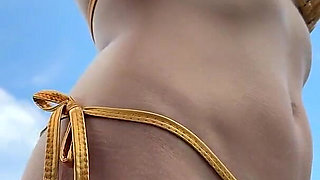 Teasing at the Pool in Micro Bikini, Swimming