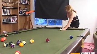 Blonde Whore Gets Her Pierced Pussy Screwed On Pool Table By A Dude With Big Dick With Kelly Steele
