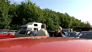 Amateur German Blowjob in Car Workshop with Big Tits Sabine Weber