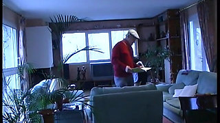 Papy Voyeur Doing a Young Redhead Maid in Stockings with a Friend