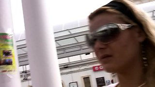 Skinny french blonde teen pick up at Bus station for Sex