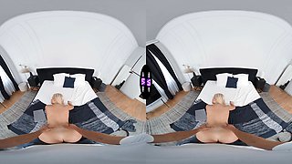 Young blonde Jessie Ames rides a big cock in vr