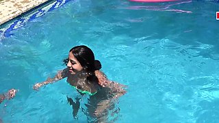 Pretty German Latina fucks by the pool while on holiday
