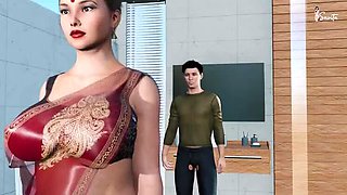 Desi Indian Stepmom Savita Bhabhi Fucks Stepson's Friend in Bedroom - Hindi Audio HD