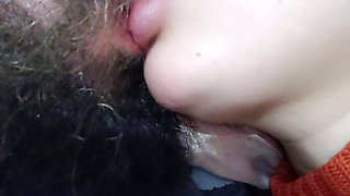 CLOSE UP naughty tongue of the bitch dancing in a hot and naughty kiss
