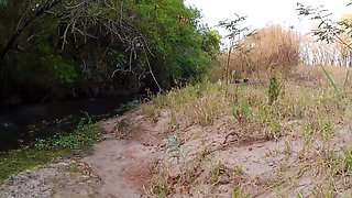 Tryst with a stranger at a waterfall concludes in public lovemaking.