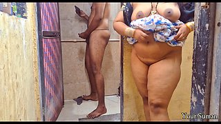 POV Indian Stepmom caught in bathroom and having horny feeling in the pussy