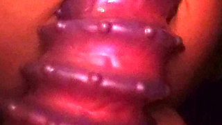 Slack hole whore fucks monster dildo