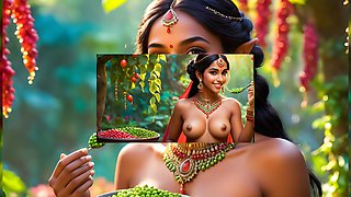 Beautiful Big Breasted Nude Indian Elf Girl with Edamame