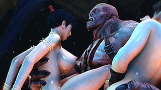 Big Cock Threesome with Two Sexy Girls in Wild 3D Action
