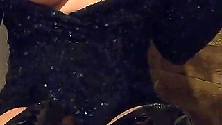 Smoking Pee Play in Shiny Outfit. Bathroom Fetish and Messy Wet Fun