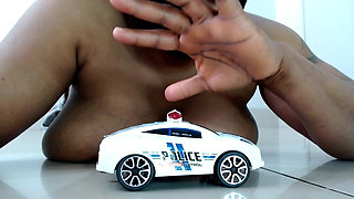 Patrol Truck Stuck Between Giantess Breast Crushed