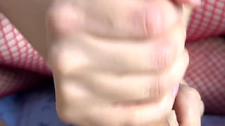No Hands Cumshot After Nylon Footjob