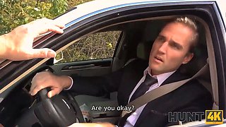 Hunt4k. random passerby scores wondrous bride in the wedding limo