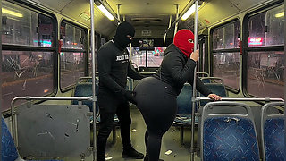 Big Ass Girl in Pink Leggings on the Bus Strips to Pink Thong