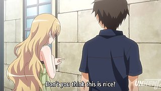 Hot hentai with a horny blonde fucking with her boyfriend in a park
