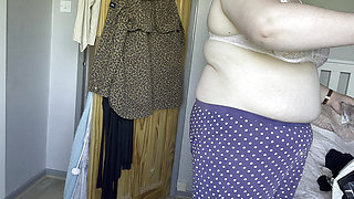 real amateur chubby girl with tattoos tries on bras and dresses for you