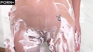 Amber Summer Takes a Soapy Ride on a Huge Cock