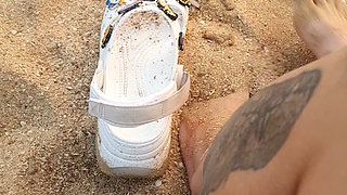 Look at My Toes in Crocs on the Beach