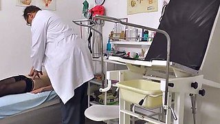 Hot brunette in stockings fingering and toying pussy